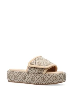 Tory Burch Hazel Logo Jacquard Platform Bubble Slides Sandals